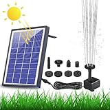 AISITIN 6.5W Solar Springbrunnen Eingebaute1500 mAh Batterie Upgraded Teichpumpe Wasserpumpe, Schwimmender Fontäne Pumpe mit 6 Fontänenstile für Garten, Vogel-Bad,Teich,Fisch-Behälter