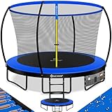 KESSER® Trampolin Ø 305 cm | TÜV Rheinland GS Zertifiziert | Gartentrampolin für Kinder bis 150 kg | Komplettset mit Sicherheitsnetz, Leiter, Randabdeckung, Seitentasche und Zubehör