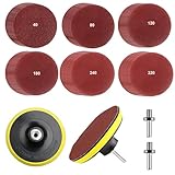 60 BläTter Schleifpapier 125mm Klett, 2 Stück Klett-StüTzteller, Schleifpapier 40/80/120/180/240/320 KöRnung, M14 Schleifscheiben Klett für Winkelschleifer Bohrschleifer