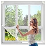 Fliegengitter Fenster Magnet, Zuschneidbar Mückennetz Fenster, Mosquito Net Window bis 100 x 120 cm, Insektenschutz Fenster Magnetisch ohne Bohren, Moskitonetz Fenster Mit Rahmen(Weiß)