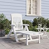 Makastle Klappliege mit Rollen, Gartenliege, Strandliege für Innenhof, Garten, Pool, Terrasse, Balkon, Witterungsbeständig, Weiß PP 160 x 71 x 101 cm