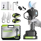 40mm Akku Astschere, Professionelle Elektrische Gartenschere mit Bürstenlose Motor, Elektrische Astschere mit 21 V/4000 mAh Batterien, Akku-Schere mit LCD-Display, für die Gartenarbeit