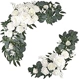 RATSTONE Blumen Deko Hochzeitsbogen,Hochzeitsbogen Blumen,Blumengirlande Deko,Set mit 2 Künstlichen Rosen,Blumengirlande Hochzeit für Hochzeitstisch, Tafelaufsätze, Bogenblumen, Dekoration