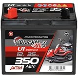 BlackMax Rasentraktor Batterie 12V 35Ah 350A (Pluspol links) - U1-9 +30% Starterbatterie (12 Volt) für Aufsitzmäher und Rasenmäher-Traktoren, wartungsfrei & wiederaufladbar