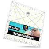 OfficeTree Patchwork Lineal 15x15 cm - Schneidelineal 15cm - Quiltlineale - Patchworklineal für Rollschneider - Schneiderlineal - Nählineal - Stofflineal - Nähzubehör Lineal - Quilting Ruler