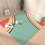 Teppich Wohnzimmer 160X230 Türkis Teppich Schlafzimmer,Wohnzimmerteppich Super Soft,Waschbarer,Anti-Rutsch Unterseite, Kurzflor Strapazierfähig,Modern Rug Pflegeleicht