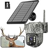 VOOPEAK 4G LTE Wildkamera Solar mit SIM Karte, Live Übertragung Wildkamera mit Handyübertragung App, 355° Schwenk 90° Neigung Handyeinstellung, Wildtierkamera mit Nachtsicht Bewegungsmelder