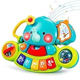 HOLA Baby Spielzeug 6 Monate 3 Monate Musikspielzeug, Elefant Spielzeug Klavier Motorikspielzeug mit Licht & Klang Kinder Keyboard ab 1 Jahr Mädchen Jungen