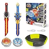 INFINITY NADO Kreisel Battle Arena Set,Kinderkreisel Metall Licht bis 2PCS, Kampfkreisel Spielzeug mit Schwert Launcher, Battling Tops für Jungen Mädchen 5 6 7 8 9 10 11 12 Jahre alt und älter