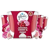 Glade Langanhaltende Duftkerze im Glas, Cherry & Peony, 4er Pack (4 x 224g)