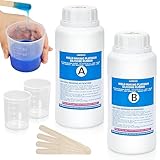 Lardico Silikon Kautschuk - R PRO 15 (600ml) 1:1 Abformsilikon, Dubliersilikon Abformmasse Gießen Silikonformen Set für DIY Harzformen, Silikonformen, Basteln, Schmuckherstellung (Blau,Weiß)