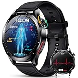 YUPENG Smartwatch mit EKG+HRV/BMI/Harnsäure/ΒΙυtｚυcker, 1.43'' HD Gesundheitsuhr Herren mit 24H ΒΙυtdrυck, Herzfrequenz, Körpertemperatur, SpO2, Schlafmonitor, Fitnessuhr für Android iOS