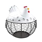Kreativer Eierhalter in Hühnerform, Korb für Heimdekoration, Kücheneier, Organizer, Metallaufbewahrung, modischer Keramikkorb, multifunktionaler Obst-Eierbehälter (B#04)
