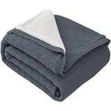 MH MYLUNE HOME Sherpa Decke Baumwolle Strickdecke Öko-Tex 180x200cm 660GSM Dicke Kuscheldecke Flauschig Sofadecke Wohndecke Tagesdecke Bettüberwurf Warme Gehäkelte Decke Winter Blanket Anthrazit