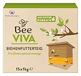 Bee Viva Neu! Futterteig für Bienen 15x1kg auf Zuckerrüben Basis | Bienenfutter Paste aus feinen Saccharosekristallen | Bienen Futterteig