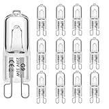 WeshLMPO Glühbirne G9 12 Stücke Halogen G9 33W Dimmbar Halogen Leuchtmittel G9 230V 2700K for Wandlampe, Leuchter, Stehlampe