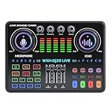 Heilanole Live-Soundkarte 48V Kondensatormikrofon mit Rauschunterdrückung für Live-Karaoke Usw., Schwarz