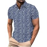 Guhmomh Poloshirt Herren Kurzarm Golf Poloshirts Druck Polo Shirts für Männer Mode T-Shirts Business Hemd Muster Polohemd Arbeitshemd Fitness Tshirt Freizeithemd Casual Sommer Bekleidung Marine M