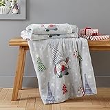 Catherine Lansfield Kuscheldecke mit Weihnachtswichteln, Fleece, 130 x 170 cm, Grau