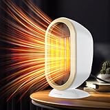 Heizlüfter Energiesparend, 1200W Heizlüfter Badezimmer mit 2 Geschwindigkeiten, Tragbare PTC Keramik Heizlüfter Klein Mini-Schreibtisch Heizung Elektrisch für Büro, Innenhof, Garage,Weiß