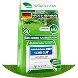 Rasensamen schnellkeimend Frühjahr 20kg 800qm - TEST SEHR GUT - Schnell wachsende Rasen Nachsaat Made in Germany - Premium Grassamen schnellkeimend - Rasensaat für sattgrünen Traumrasen
