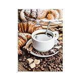 WSJIJY Leinwanddruck Vintage Kaffee Leinwand Malerei Latte Poster Und Drucke Cafe Bars Küche Wandaufkleber Drucke Für Home Restaurant Dekoration Geschenk, 50X70Cm Kein Rahmen