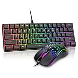 RedThunder 60% Gaming Tastatur und Maus Set, QWERTZ DE-Layout, Ultra-compacte RGB-Beleuchtung , Optische Ergonomische mit 6 Tasten und 7200 DPI für PC, MAC, PS5, Xbox Gamer