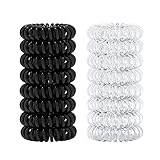 16 Stück Telefonkabel haargummi elastisch Haarband, groß Spirale Telefonkabel Zopfgummi Spiral dünns für Damen und Mädchen,8 Stück Schwarz und 8 Stück Transparent