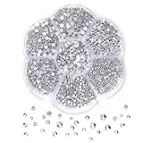 Canollo 2000 Stück Strasssteine, Klare Strasssteine mit flacher Rückseite zum Basteln, Kristallsteine zum Kleben 7 Größen, Rhinestones für Nägel Kleidung Gesicht Schuhe DIY Handwerk Geschenk