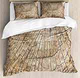 PUOJIEAT Bettwäsche 140x200 Holz Weich Mikrofaser Bettwäsche-Sets Holzmaserung Bettbezug mit 2 x Kissenbezug 80x80 cm 3D Bettzeug Set w.5419