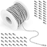 CONJURAIDE 10m Kugelkette, 2.4mm Kugelkette Edelstahl Gliederkette Silber Edelstahlkette mit 50 Stück Kugelketten Verbinder Schmuckkette für Dog Tag Kette Halskette Schlüsselanhänger