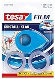 tesa tesafilm Mini Abroller Pink, Blau oder weiß mit 2 x Kristall Klar Rollen, 10M: 19mm