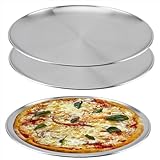 NAMYEUT 3 Stück 26cm Pizzablech Edelstahl Rund, Metall Teller Camping Rund Pizzaform Antihaftes Pizza Backblech zum Backen