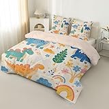 PNHCL Dinosaurier Bettdecke 135x200 - Regenbogen Ganzjahresdecke 4 Jahreszeiten Steppdecke Quilt, Blumen Reversibel Bettzeug Bettdecke ohne Bezug - Leicht Atmungsaktiv Pflegeleicht LQ-18