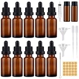 Xishoyen 10 Stück Pipettenflasche 20ml, Braunglasflasche Refillable Tropfflasche 20ml, Apothekerflasche mit Tropfer, Flasche mit Pipette für Ätherische Öle, Parfüm, Lösungen