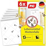 PIC Lebensmittelmotten Falle - 6 Lebensmittelmottenfallen - Mottenfalle mit Pheromon für ideale Wirkung - Mottenfalle Lebensmittel - Effektive Klebefallen zur Befallsermittlung von Lebensmittelmotten