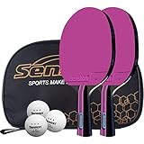 Senston Tischtennisschläger Set, 2 Tischtennisschlager, 3 Tischtennis Bälle und 1 Tasche Gut für Studenten, Anfänger, Training, Familienunterhaltung