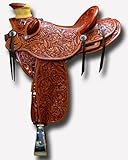 Premium Ledersattel für Pferde, Watbaum, Western-Leder, Ranch-Seil, Arbeitspferd, Sattel, 39,4 cm Sitz