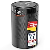 Heefoto Heizlüfter Energiesparend [TESTSIEGER], 1500W ECO Heizlüfter Klein, Heizlüfter Leise mit 24h Timer, Kipp- und Überhitzungsschutz, Schwarz