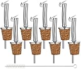 Welsberg 8x Flaschenausgiesser mit Kork & Deckel und 1x Reinigungsbürste, Ausgießer für Flaschen, Öl-ausgießer Spirituosen Wein Likör Essig