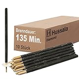 Hussala Diamond Wachsfackeln [10 Stück / 135 min] mit Holzstab und Tropschutz, Garten Fackeln aus Diamond-Wachs