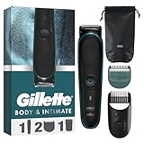 Gillette Body und Intimate Trimmer Herren i5 für Körper und Intimbereich, SkinFirst Intimrasierer Mann mit lebenslang scharfen Klingen, wasserdicht, kabellos für Nass und Trockenanwendung