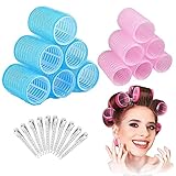 22 Stücke Lockenwickler Set,EUDUQ Locken Curlers ohne hitze Selbsthaftend Haftwickler Kleine Haarwickler 36mm 25mm Hair Rollers with Klammern für Lange Mittlere Kurze Haare Salon Friseur