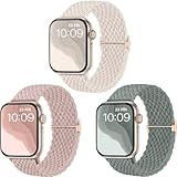 CeMiKa Geflochtenes Armband kompatibel mit Apple Watch Armband 41mm 40mm 38mm 42mm, Stoff Elastisches Sport Solo Loop Nylon Band für iWatch Series 10 9 8 7 6 5 4 3 SE Ultra 2 1,Herren Damen, 3 Stück