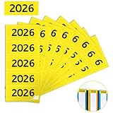 100 Stück Jahreszahlen Aufkleber 2026 Jahreszahl Etiketten 60×25mm Inhaltsschild Gelb Ordner Aufkleber Selbstklebend Ordner Etiketten für Kennzeichnung Ordnern Unterlagen und Ablage