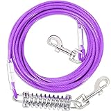 Hofleine Für Hunde mit Stoßdämpfender,3-15m Hofleine Tie Out Leinen,Tie Out Cables Für Hunde Hofleine(Lila,6m)