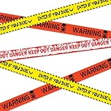 BETESSIN Absperrband Halloween Horror Deko - 7.6cm x 21m Halloween Warnbänder in 3 Rollen - Gruselige Halloween Deko für Outdoor, Garten, Türen - Caution Tape für Zombie Party, Halloween Party