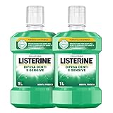 LISTERINE Mundspülung für Zähne und Zahnfleisch, mit frischem Minzgeschmack, Mundspülung für starke Zähne, mit Fluorid, Mundhygiene für gesundes Zahnfleisch, 2 x 1 l