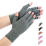 Duerer Arthritis Handschuhe - kompressionshandschuhe für Rheumatismus und Arthrose - bieten Arthritis Gelenkschmerzen Linderung der Symptome - Rheuma Fingerlose handschuhe damen(Grau, M)