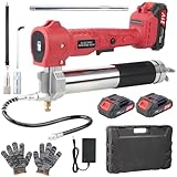 2-in-1 Fettpresse mit 2 Akkus à 2000 mAh: Akkubetriebener Fettpresse mit 90-Grad-Adapter für Fettpresse, mit hellem LED-Licht